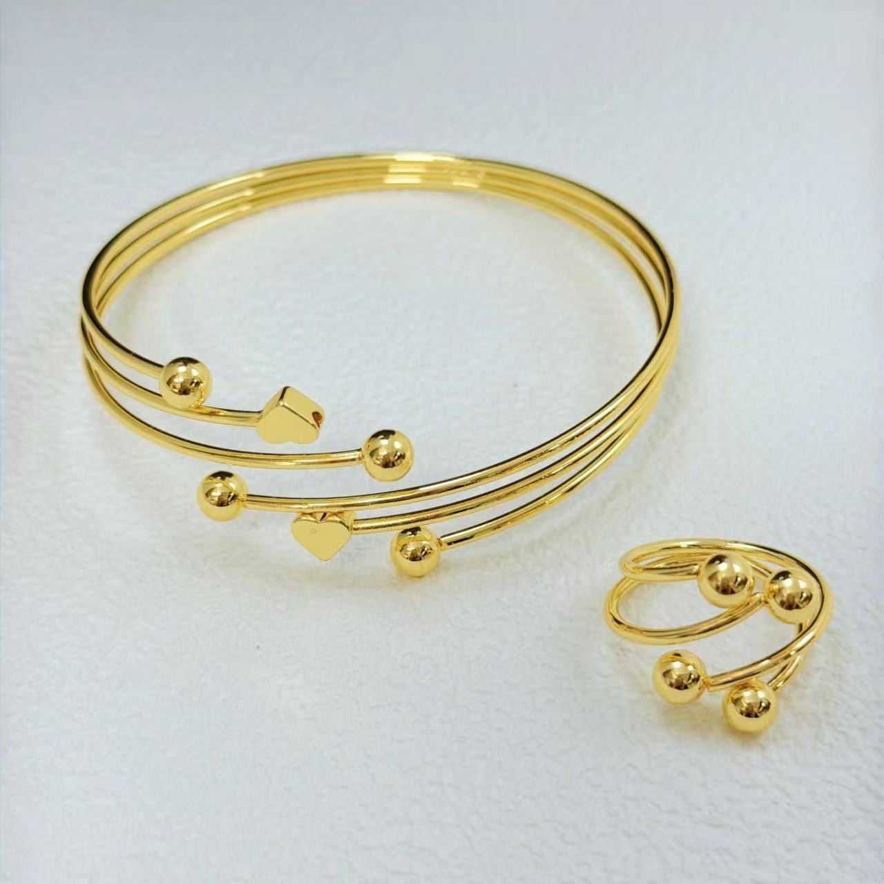 Heart Bangle & Ring Set